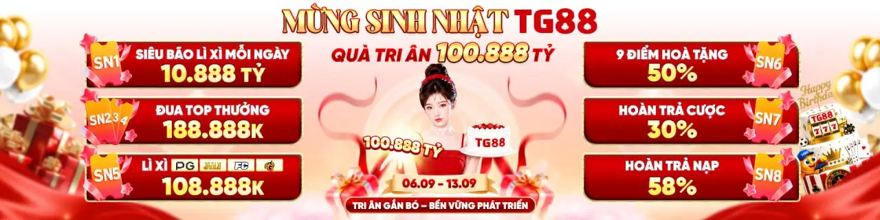 Mừng sinh nhật tg88 thưởng 100 tỷ